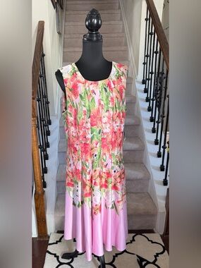 Julian Taylor Pink Floral Sleeveless Maxi Dress